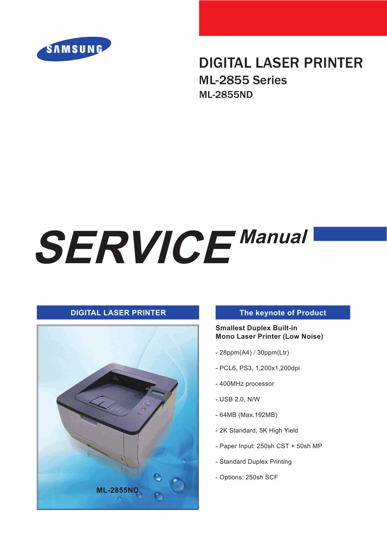 Samsung Digital-Laser-Printer ML-2855 2855ND Parts and Service Manual-1